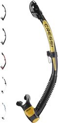 Cressi Itaca Ultra Snorkel, droge snorkel om te duiken, apneu en snorkelen, uniseks, volwassenen, zwart/goud, zwart/goud