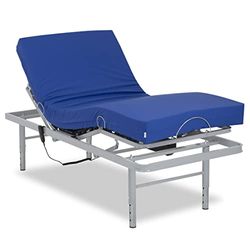 Gerialife Pack lit articulé avec Pieds réglables | Matelas sanitaire viscoélastique imperméable (105 x 190), sans Garde-Corps, 105x190