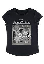 Marvel Dames WandaVision-Vintage TV Rolled Sleeve T-Shirt, Zwart, M, zwart, M