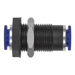 Raccord coudé droit pour tuyau extérieur Ø 8 mm, pression de travail max. 15 bar, plastique.