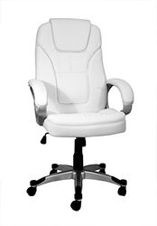 La Chaise Espagnole Valencia - Fauteuil/Chaise de bureau, Simili cuir, Blanc, 64,5x70,5x125,5cm