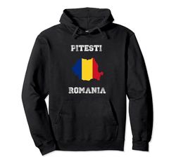 Pitesti Romania Vintage Romania Flag Map Design Pullover Hoodie