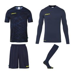 uhlsport Prediction Torwart Set Maglia, Blu Marine/Giallo Fluo, M Unisex-Adulto