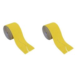Bright Ideas Corrugated Border Roll for School Displays, Canary, 10cm x 7.5m, BI7886 (Pack of 2)