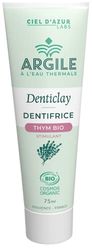 CIEL D'AZUR LABS - Denticlay Argile - Dentifrice Bio à l'Argile Blanche et à l'Eau Thermale de Digne les Bains - Certifié Bio Cosmos Organic - Tube 75ml - Thym