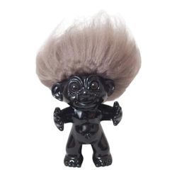 Goodlucktroll Nero/Capelli Naturali, 12 cm