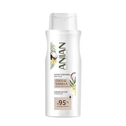 ANIAN - Latte Corporale Cocco e Vaniglia, 500 ml, con Burro di Karité e Allantoina, Nutre e Idratare senza Sensazione Grassa, Aroma Dolce, Pelle Morbida e Tersa, +95% Ingredienti di Origine Naturale