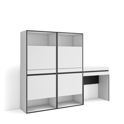 Skraut Home | Schoenenkast | Met 2 kleppen en 2 open vak | 190x145x35 cm | Voor slaapkamer, kamer | Kaptafel, Make-uptafel | Moderne stijl | Wit