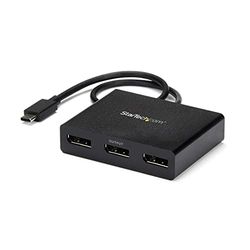 StarTech.com Adaptador USB-C Multimonitor de 3 Puertos, Hub Concentrador MST USB Tipo C a 3 Puertos DisplayPort 1.2, Divisor Splitter Multiplicador DP Triple 1080p, Solo para Windows (MSTCDP123DP)