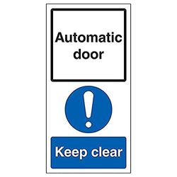 V Safety Automatic Door - Keep Clear - 150mm x 300mm - Window Sticker