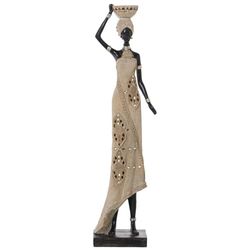 Alexandra House Living Figurka dekoracyjna beżowa afrykańska plastikowa 15 x 19 x 63 cm