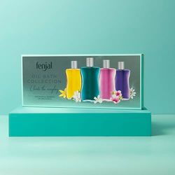 FENJAL Creme Bathing Oil Collection Gift Set | Luxurious Bubbles| Nourished & Cleansed Skin | 4 Iconic Scent - Classic , Intensive , Passion flower , Moringa | 4x50ml
