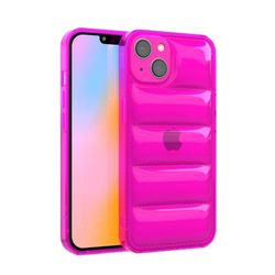 FELONY CASE - iPhone 13 Neon Pink Puffer Case, Clear Gewatteerde Bright Cover met Shockproof Bumper - Flexibele en lichtgewicht beschermhoes - Volledige iPhone en Camera bescherming