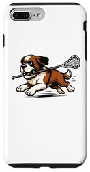 Saint Bernard Giocando Lacrosse Lax giocatore amante dei cani Custodia per iPhone 7 Plus/8 Plus