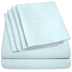 Sweet Home Collection - Conjunto de lençóis, 4 peças, 1500 fios, qualidade egípcia, lençol de baixo com cantos amplos, água, Twin XL