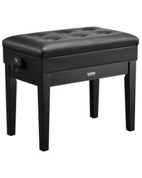 VEVOR Piano Bench, 22" x 13" x 19.3", Keyboard Piano Chair with 19.3"-22.8" Adjustable Height, Padded Cushion, Storage Compartment for Music Books, Wooden Piano Stool Seat, for Vanity, Living Room
