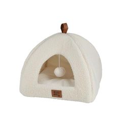Love Story, Tent van gekrulde wol, polyester, 38 x 38 x 30 cm, Wooly Ecru