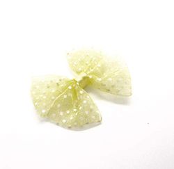1 Fiocco in organza giallo applique tessuto decorazione fiocchetto già pronto applicazione
