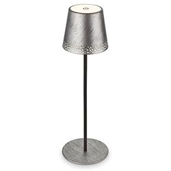 BRILONER - Lampe de table LED rechargeable 2 en 1, gradation progressive, tactile, lumière mobile, lampe de table LED d'extérieur, lampe de table LED sans fil, argent antique