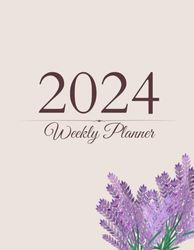 Weekly planner 2024: Calendar for 12 months, from January to December. Organizer with To do list, Notes and Month's Focus.