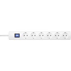 Kopp UNOversal Plus Extensão de 6 tomadas de 3 m com interruptor e grande distância I tomada múltipla roscada com proteção tátil I tomada múltipla interior I branco – 232902015