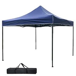 BAKAJI Paviljoen, 3 x 3 m, opvouwbaar, polyester stof, waterdicht, metalen frame, afsluitbaar, met accordeon, draagbaar, markt, tuin en transporttas (blauw)