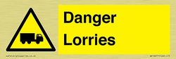 Danger Lorries Sign - 150x50mm - L15