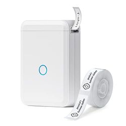 Niimbot D110 - Etiqueteuse Portable Bluetooth sans Encre pour particuliers et Professionnels - 1 Rouleau d'étiquettes Blanches Inclus - Impression instantanée (Blanc)