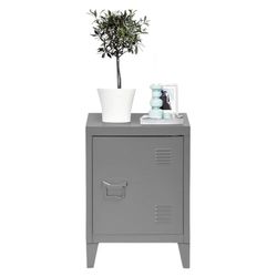FurnitureR Armadietto portaoggetti, unità di stoccaggio, Piccolo Armadio in Metallo con Ante a Filo, 2 Scomparti, per Garage, Ufficio, Grigio, 30.5 x 40.5 x 57.5cm