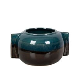 Romimex Bordsskiva blå/svart keramik 28 x 15 x 28 cm 28 x 15 x 22 cm