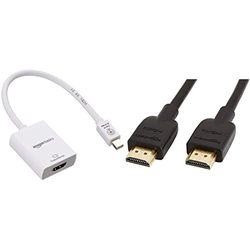 Amazon Basics Mini DisplayPort to HDMI Adapter & High-Speed 4K, Ultra HD, HDMI 2.0 Cable - 0.9m / 3 Feet (Latest Standard) Supports Ethernet, 3D, Audio Return