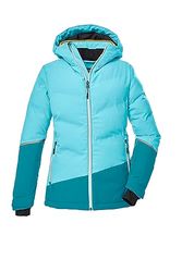 Killtec Giacca da sci da bambina con cappuccio e paraneve KSW 178 GRLS SKI QLTD JCKT, turchese chiaro, 140, 39900-000