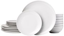 Amazon Basics Louça, 6 serviços, embalagem de 18, porcelana branca lisa