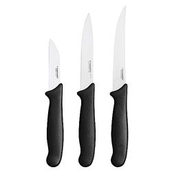 Fiskars Set di 3 Coltelli, Spelucchino, Coltello per Verdure, Coltello per Pomodori, Essential, Acciaio Inox / Plastica PP, Nero, 1065584