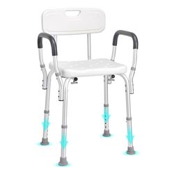 VEVOR Sedile per Doccia Antiscivolo Altezza Regolabile 39-52cm, Sgabello per Doccia Carico max. 158,8kg, Sedia per Doccia in Alluminio PE, Sgabello Schienale Bagno Doccia Antiscivolo Portata 158,8kg