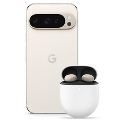Google Pixel 9 Pro - Smartphone Android Desbloqueado con Gemini, Sistema de cámara Trasera Triple, batería con una autonomía de 24 Horas y Pantalla Super Actua de 6,3" - Porcelana, 128GB + Buds Pro 2