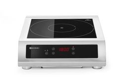 HENDI Placa de inducción modelo 3500 D XL, cocina de inducción, apta para ollas con un diámetro de fondo entre 160 y 300mm, pies regulables en altura, 230V, 3500W, 390x500x(H)120m, acero inoxidable