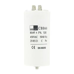 Washing Machine Universal Capacitor with 80uF/80MFD Capacitance, 450 V, White