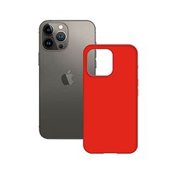 KSIX smart your tech Semi-Hard Case for iPhone 14 Pro, Non-Slip, Microfiber Interior, Compatible Wireless Charging, Red, Packaging Free
