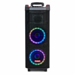 Aiwa KBTUS-608: TWS-audiosysteem met 600 W vermogen en RGB-voorverlichting (Bluetooth, 8" luidspreker met hyperbass-technologie, 12 V, USB, Micro SD, microfoons meegeleverd), kleur: zwart.