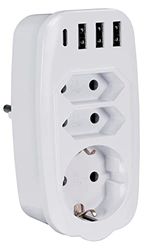 MaxTrack Meervoudige adapter met USB-laadfunctie NV81L - stekkeradapter USB C, meervoudige stekker voor stopcontact - 7-in-1, universele oplader voor 7 apparaten - USB A en USB C-aansluitingen - CEE