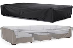 Tuinmeubelhoezen van 250 x 210 x 90 cm, kofferbak waterdichte terrasmeubelhoezen 600D Oxford-stof met PU-coating, anti-uv, buitentafelhoes met grote luchtuitlaat voor tafels, stoelen, banksets
