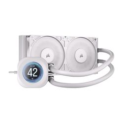 CORSAIR NAUTILUS 240 RS LCD Liquid CPU Cooler – 2.1" IPS LCD Screen, 240mm AIO, Low-Noise, Daisy-Chain, Intel LGA 1851/1700, AMD AM5/AM4 – 2x RS120 Fans Included – White