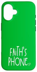 Faith's Phone Faith Nom personnalisé Blanc Vert Coque pour iPhone 16