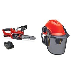 Einhell Motosierra a batería GE-LC 18/25 Li Kit Power X-Change (18V, velocidad de corte 4.3 m/s, longitud de corte 23 cm, cadena y espada Oregon, batería 3.0Ah y cargador) + Casco de protección