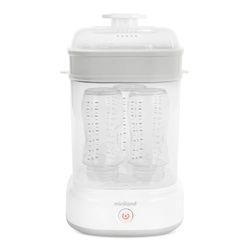 Miniland Mini Steamy Stoomreiniger, grote capaciteit, voor flessen, fopspenen en zuigers, uniseks, vaatwasmachinebestendig, automatisch, zonder chemicaliën, wit