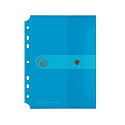 Herlitz 11293826 - Archivador de polipropileno (PP), azul, transparente, A5, formato vertical, botón de presión