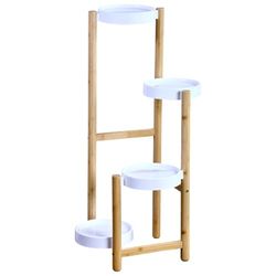 Kesper | Bloemenstandaard, materiaal: FSC-gecertificeerd bamboe, afmetingen: B: 48 x H: 78 x D: 42 cm, kleur: natuur/wit | 17276