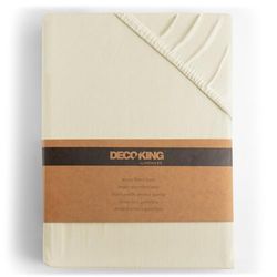 DecoKing Hoeslaken 100% katoen Jersey boxspring Beige 140x200-160x200 Amber