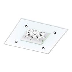 EGLO LED-taklampa Benalua 1, 1 lampa, dimbar, vardagsrum klassisk av metall i vitt, glas och kristall i klar, LED matrum varm vit, L x B 37 cm